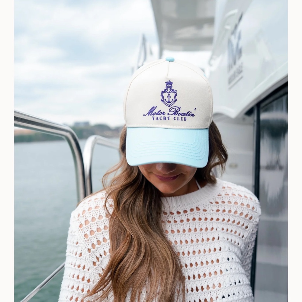Cream and Blue Hat